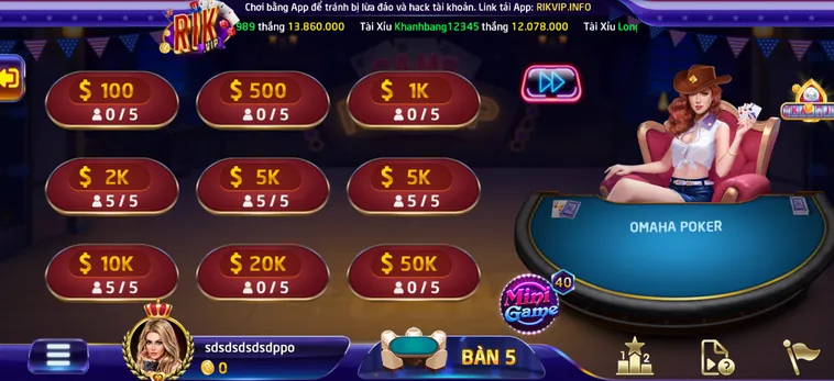 Khám Phá Omaha Poker 6 Tại RikVip Cơ Hội Kiếm Tiền Cực Nhanh Cho Anh Em