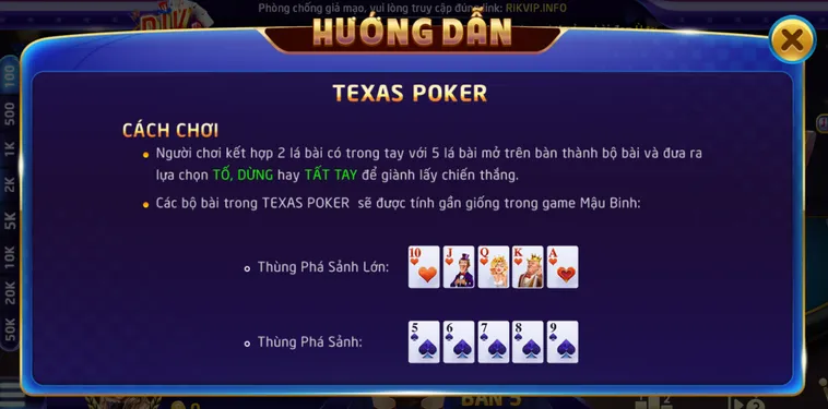 Khám Phá Texas Poker Tại RikVip Cơ Hội Kiếm Tiền Cực Nhanh Cho Anh Em